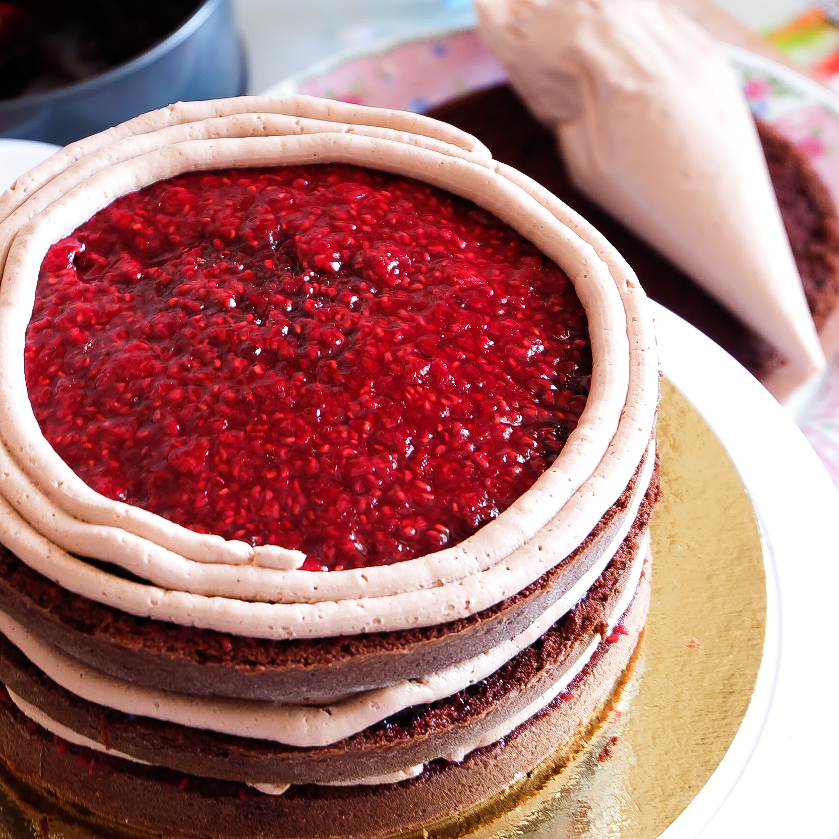 Ягодный торт-семифредо с теплым шоколадным соусом